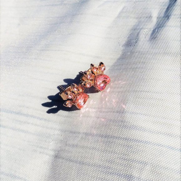 Pink & Rose Gold Dog Cat Paw Print Earring Puppy - Picture 2 of 5